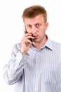 Serious man with mobile phone Royalty Free Stock Photo