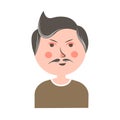 Serious man with mustache and pink cheeks portrait