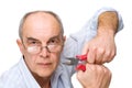 Serious man with pliers Royalty Free Stock Photo