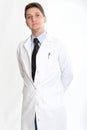 Serious man on tie and lab coat Royalty Free Stock Photo