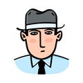 Serious man wearing a hat illustration