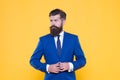 Serious motivated entrepreneur. Business people. Challenge everything. Confident businessman handsome bearded man in Royalty Free Stock Photo