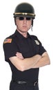 Serious Motorcycle Cop, Police, Policeman Isolated Royalty Free Stock Photo