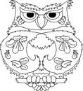 Serious owl in flat style. Icons for web design. People, sports, hobbies