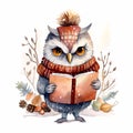 Serious owl reading a book