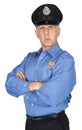 Serious Police Officer, Cop, Security Guard Isolated Royalty Free Stock Photo