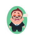 Serious and Pragmatic Business Man, Funny Avatar of Little Person Cartoon Character in Flat Vector