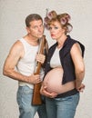 Serious Pregnant Hillbilly Couple Royalty Free Stock Photo