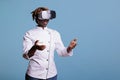 Modern cook in uniform watching vr simulation Royalty Free Stock Photo