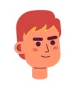 Serious red haired man semi flat vector character head