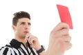 Serious referee showing red card Royalty Free Stock Photo