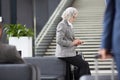 Asian businesswoman waiting for check-in time Royalty Free Stock Photo