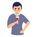 Serious sommelier icon, cartoon style