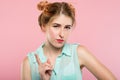 Serious strict woman scold nag tell off wag finger Royalty Free Stock Photo