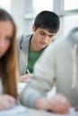 Serious students taking examination