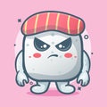 Serious sushi food character mascot with angry expression isolated cartoon in flat style design Royalty Free Stock Photo