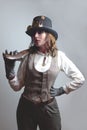 Serious tough Victorian Steampunk girl