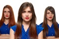 Serious triplets girls Royalty Free Stock Photo