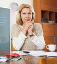 Serious woman thinking Royalty Free Stock Photo