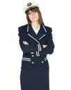 Serious woman in uniform sea captain