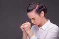 Serious woman wearing white blouse Royalty Free Stock Photo