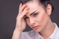 Serious woman wearing white blouse Royalty Free Stock Photo