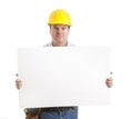 Serious Worker Carries Sign Royalty Free Stock Photo