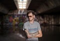 Serious young adult tattooed man subculture Royalty Free Stock Photo