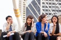 Serious young Asian business team discussing in the morning, Business people meeting and sharing ideas Royalty Free Stock Photo