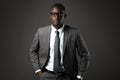 Serious young black man with glasses and gray business suit Royalty Free Stock Photo