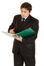 Serious young businessman holding folder in hand Royalty Free Stock Photo