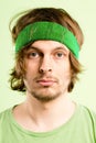 Funny man portrait real people high definition green background Royalty Free Stock Photo