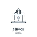 sermon icon vector from funeral collection. Thin line sermon outline icon vector illustration. Linear symbol for use on web and