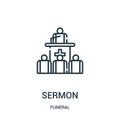 sermon icon vector from funeral collection. Thin line sermon outline icon vector illustration. Linear symbol for use on web and