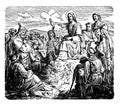 The Sermon on the Mount - Jesus Preaches to the Multitudes vintage illustration