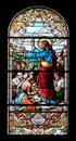 Sermon on the Mount, stained glass window in the St John the Baptist church in Zagreb, Croatia Royalty Free Stock Photo