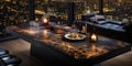 A Serne Evening City Serving as the Perfect Backdrop for the Kitchen Countertop Featurn an Attr