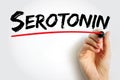 Serotonin is a chemical that carries messages between nerve cells in the brain and throughout your body, text concept background