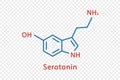 Serotonin chemical formula. Serotonin structural chemical formula isolated on transparent background.