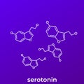 Serotonin hormone molecules, vector illustration
