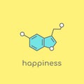 Serotonin molecular structure. neurotransmitter molecule. Happyness funny concept