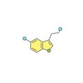 Serotonin molecular structure. neurotransmitter molecule. Skeletal chemical formula