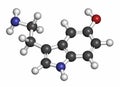 Serotonin neurotransmitter molecule. Atoms are represented as spheres with conventional color coding: hydrogen (white), carbon (