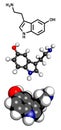 Serotonin neurotransmitter molecule, chemical structure