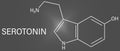 Serotonin neurotransmitter molecule. Skeletal formula. Chemical structure