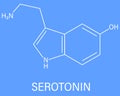 Serotonin neurotransmitter molecule. Skeletal formula. Chemical structure