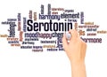 Serotonin word cloud hand writing concept