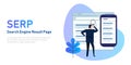 SERP Search Engine Result Page on screen and mobile device. Royalty Free Stock Photo