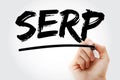 SERP - Search Engine Results Page acronym with marker, concept background