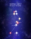 Serpens Caput the head of the serpent constellation on a starry space background with the names of its main stars. Relative sizes Royalty Free Stock Photo